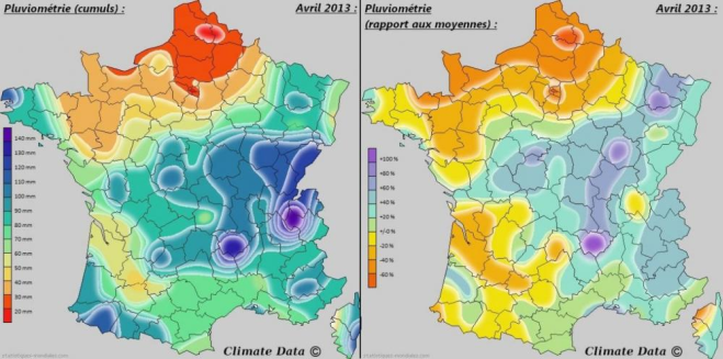 Précipitations avril 2013 France