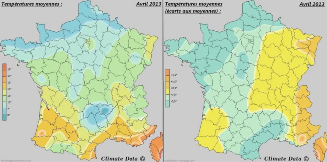 Températures moyennes avril 2013