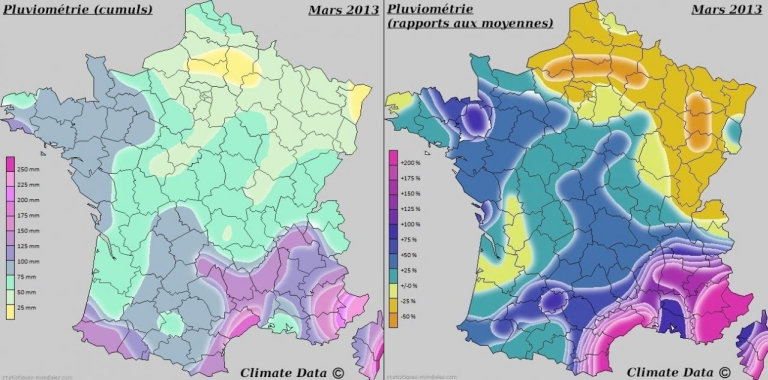 Précipitations mars 2013 en France