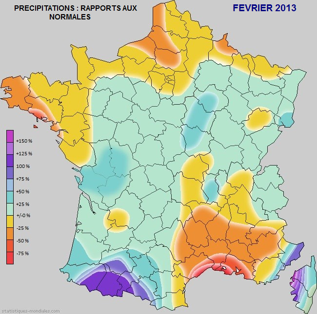 Précipitations : rapports aux normales