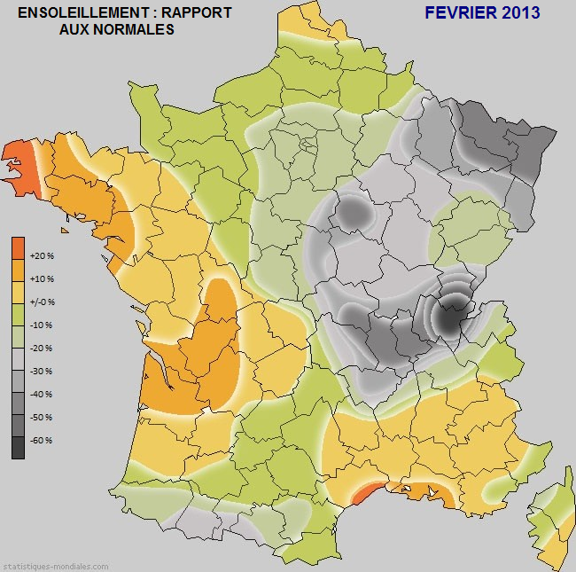 Ensoleillement : rapport aux normales