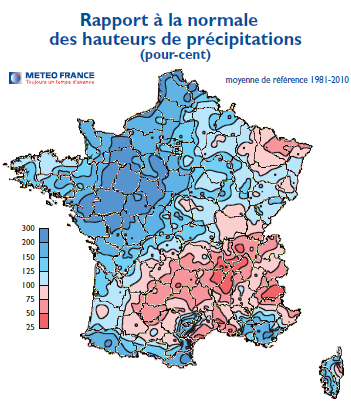 Ecart précipitations octobre 2012