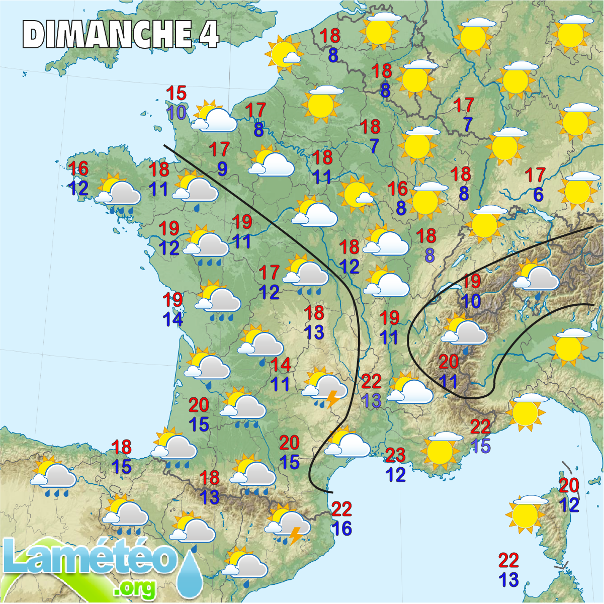 Prévisions météo de jeudi