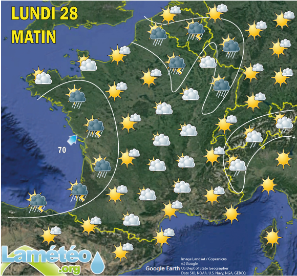 Prévisions météo de lundi