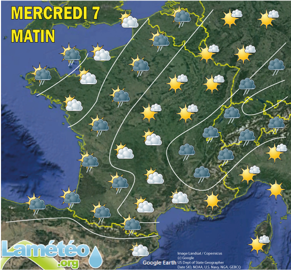 Prévisions météo de mercredi