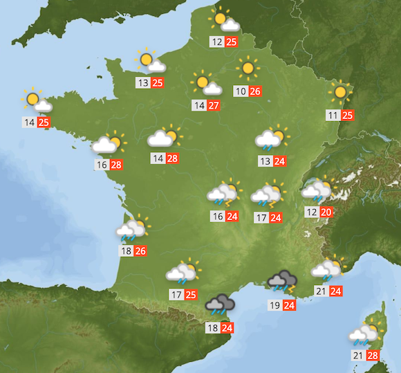 Prévisions météo de vendredi